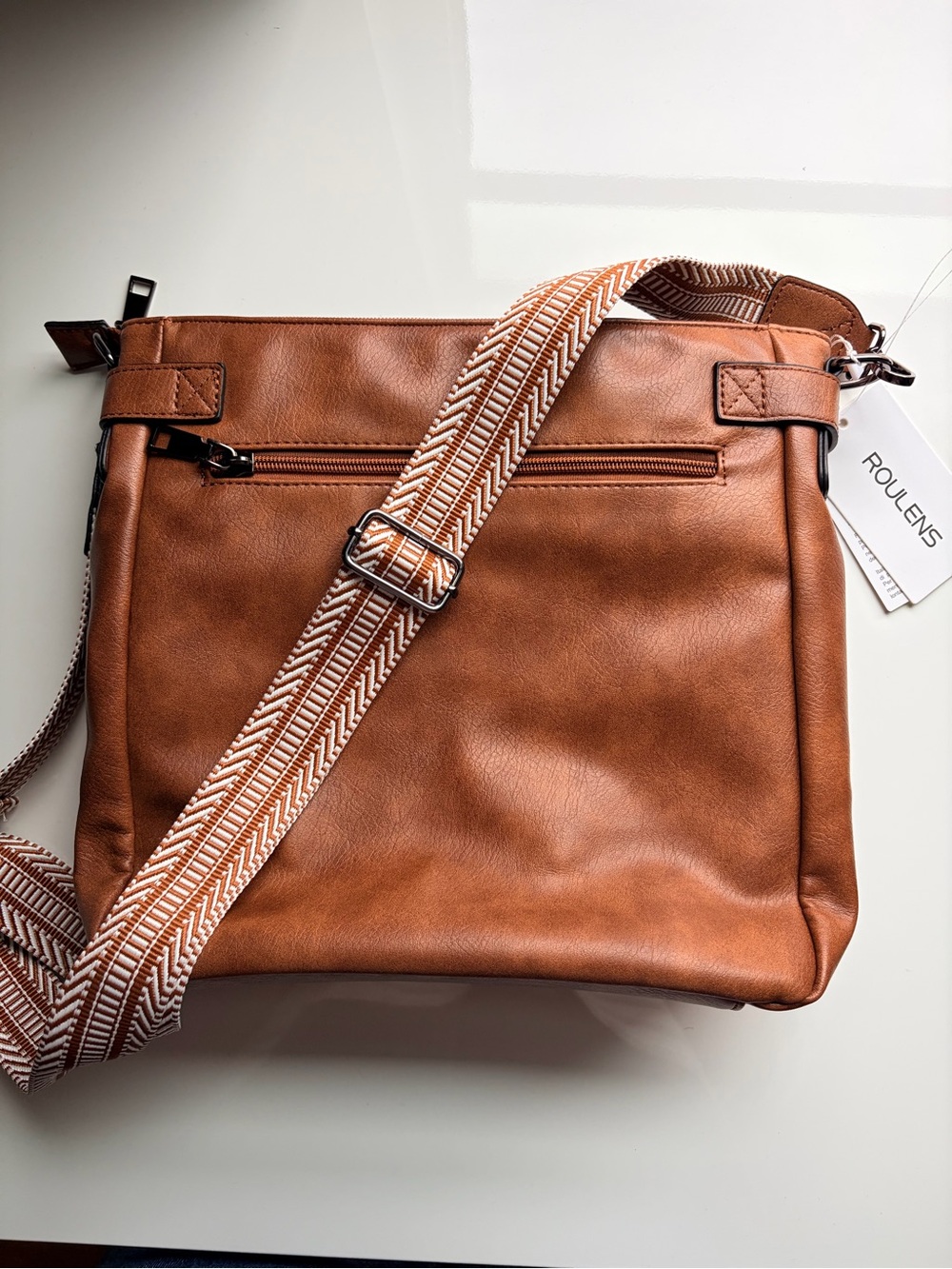 NWT brown Roulens Vegan Leather crossbody purse bag satchel - Picture 8 of 14